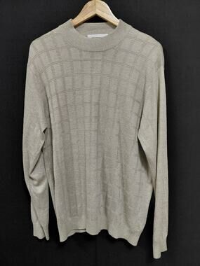 PERRY ELLIS MK4660 Cotton Sweater Gray Solid Knit Men Size L